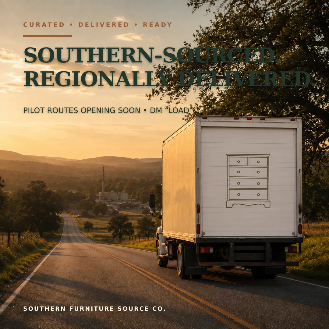 Delivery truck traveling a Southern route at sunset